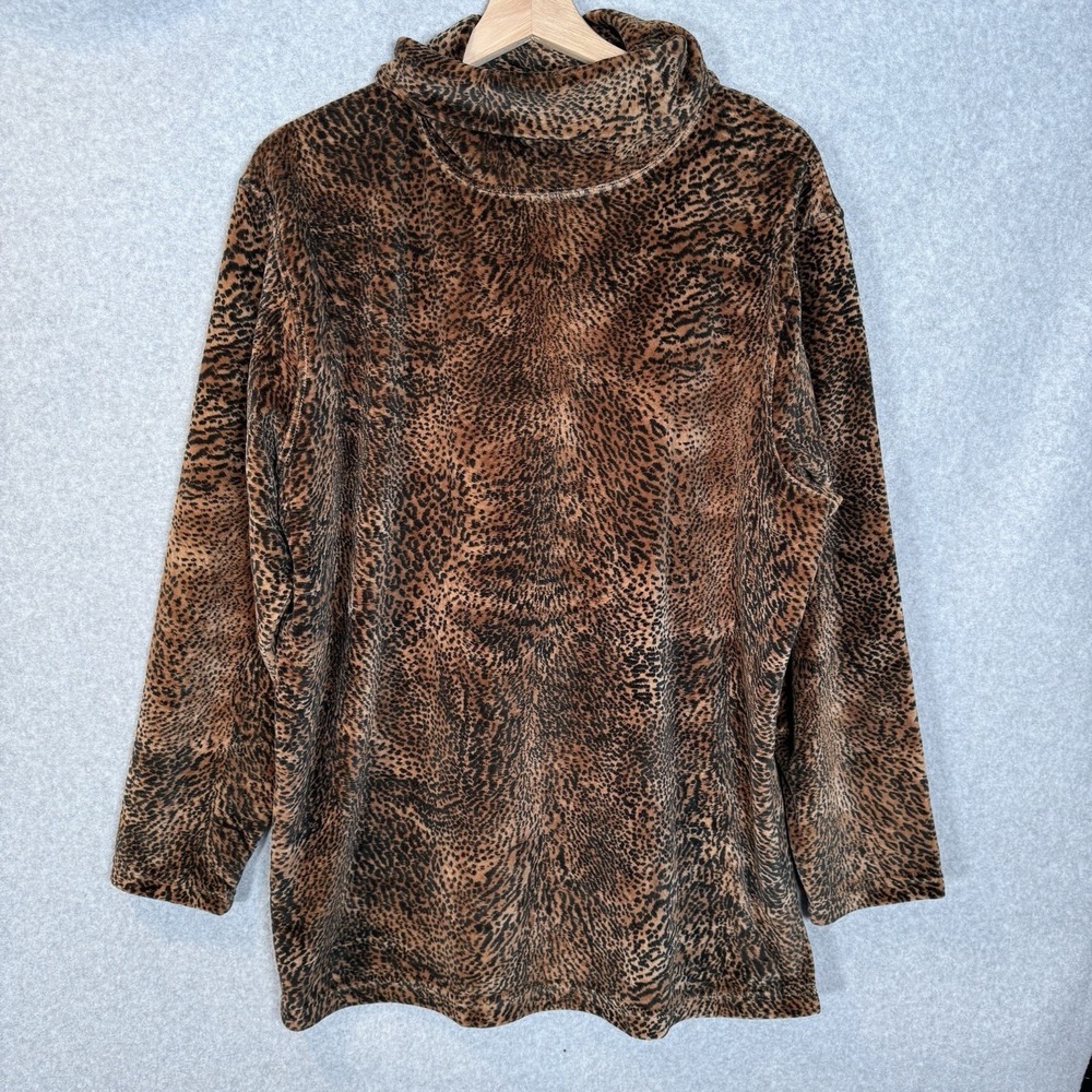 jones new york cheetah print turtleneck womens large vintage 90s long sleeve